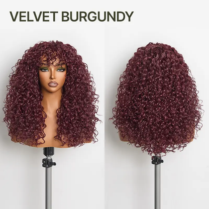 Human Hair Curly Wig with Bangs – Shaggy Waves