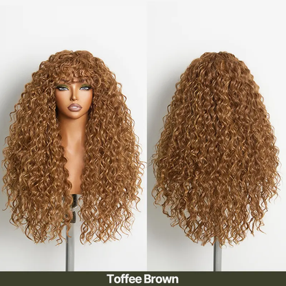 Human Hair Curly Wig with Bangs – Shaggy Waves